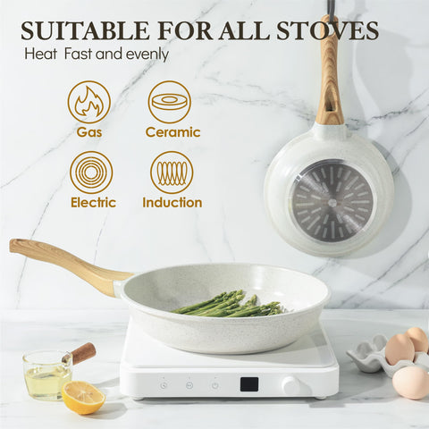 SENSARTE Nonstick Ceramic Frying Pan Skillet, 9.5 Inch Omelet Pan, Healthy Non Toxic Chef Pan, Induction Compatible Egg Pan with Heat Resistant Handle, PFAS-Free