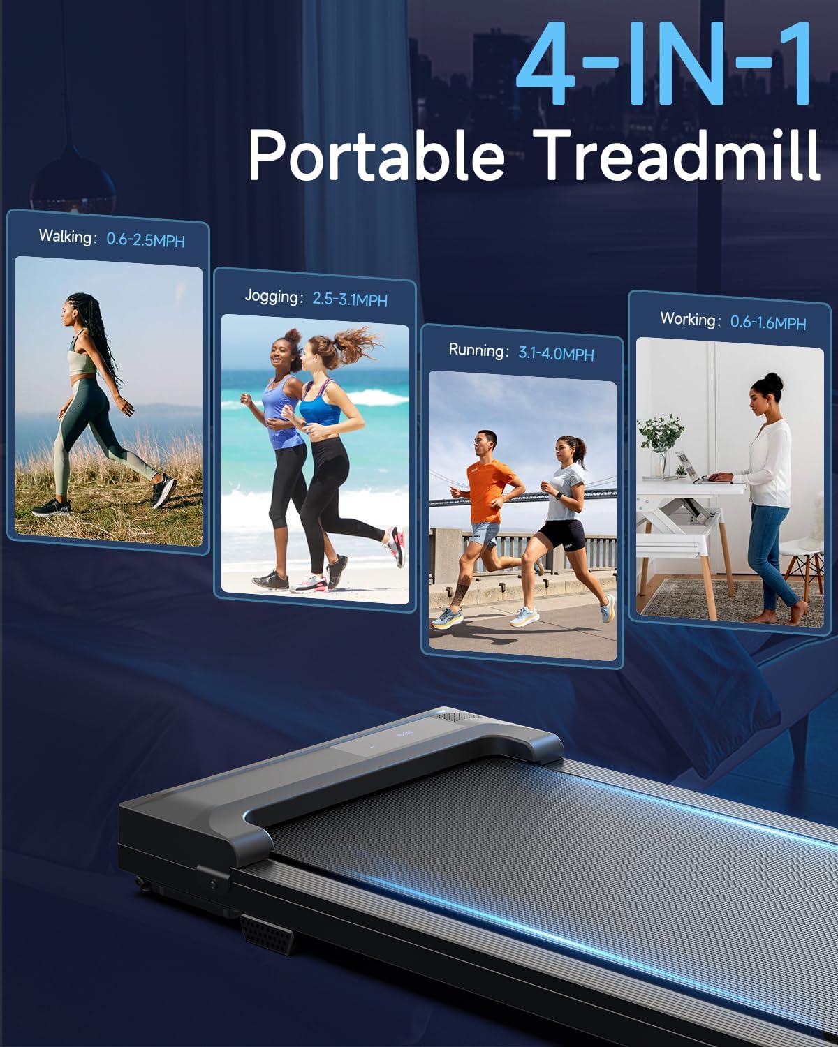 Walking Pad Treadmill for Home - Under Desk Treadmills Mini Portable Walking Running Machine Slim Compact Small Lightweight Motorized Electric Treadmill with Adjustable Speed Remote