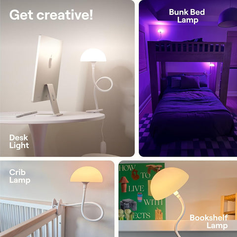 Shroommate Dorm Room Essential Clip On Bed Light for Dorm Room - White