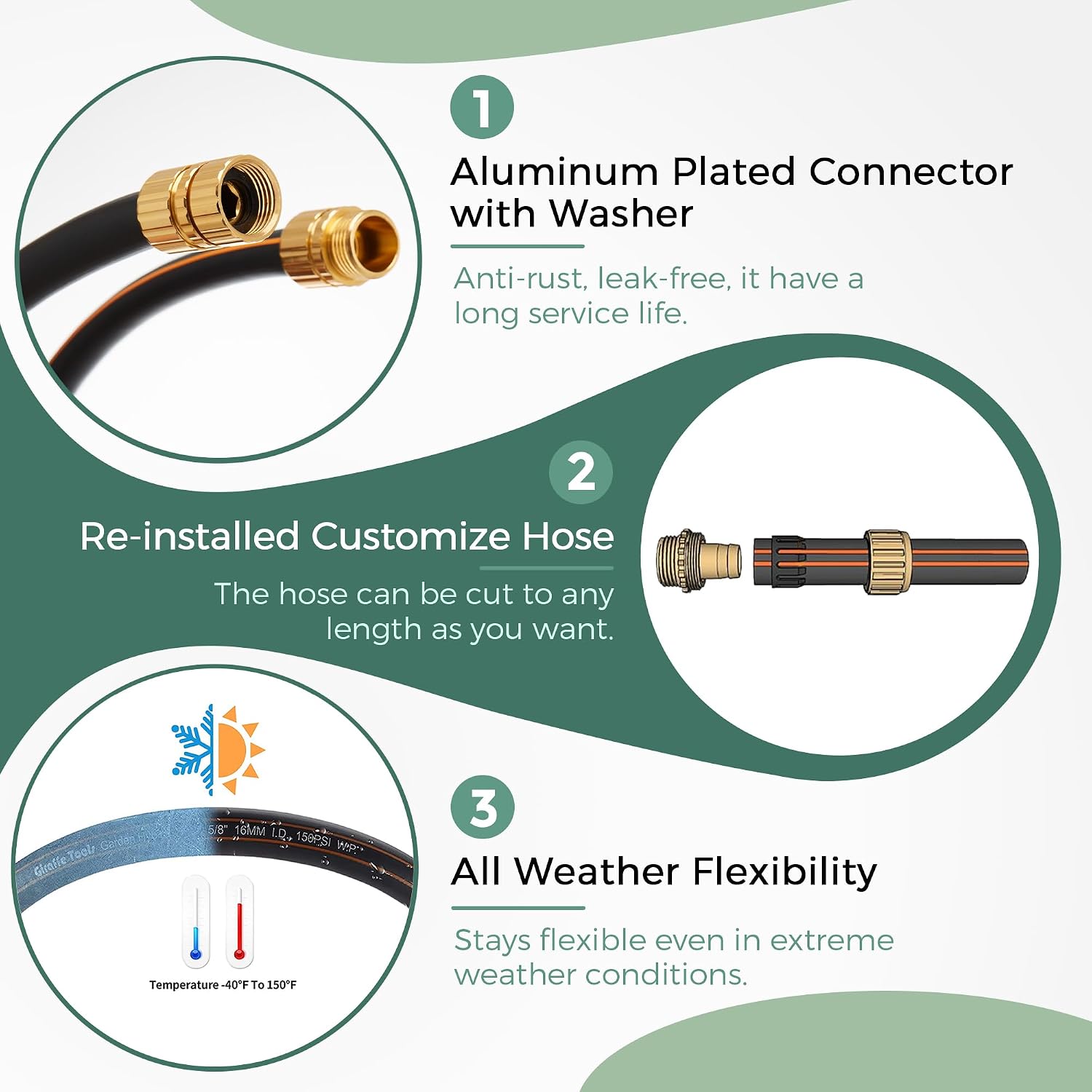 Giraffe Tools Garden Hose 5/8", 15ft Short Garden Hose
