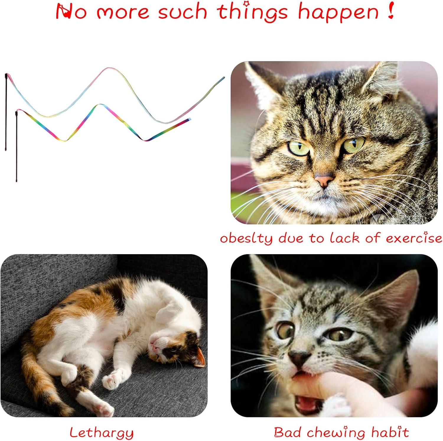 Cat Wand Toys Interactive Kitten Toys for Indoor Cats-2Pcs