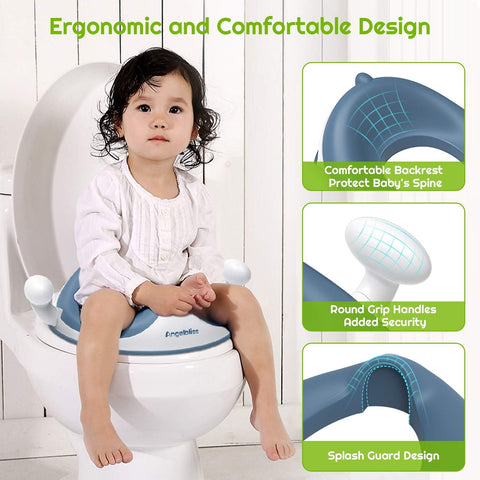 ANGELBLISS Potty Training Toilet Seat with Cushion, Handles, Splash Guard