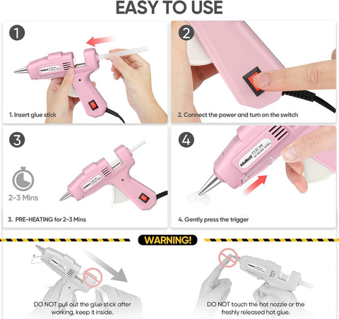 ROMECH 20W Mini Hot Glue Gun Kit, 30 Glue Sticks Set for DIY Crafts, Repair