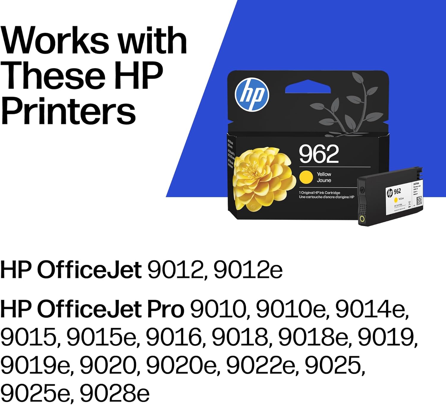 HP 962 Yellow Ink Cartridge | Works with OfficeJet 9010, Pro 9010, 9020 | Eligible for Instant Ink | 3HZ98AN