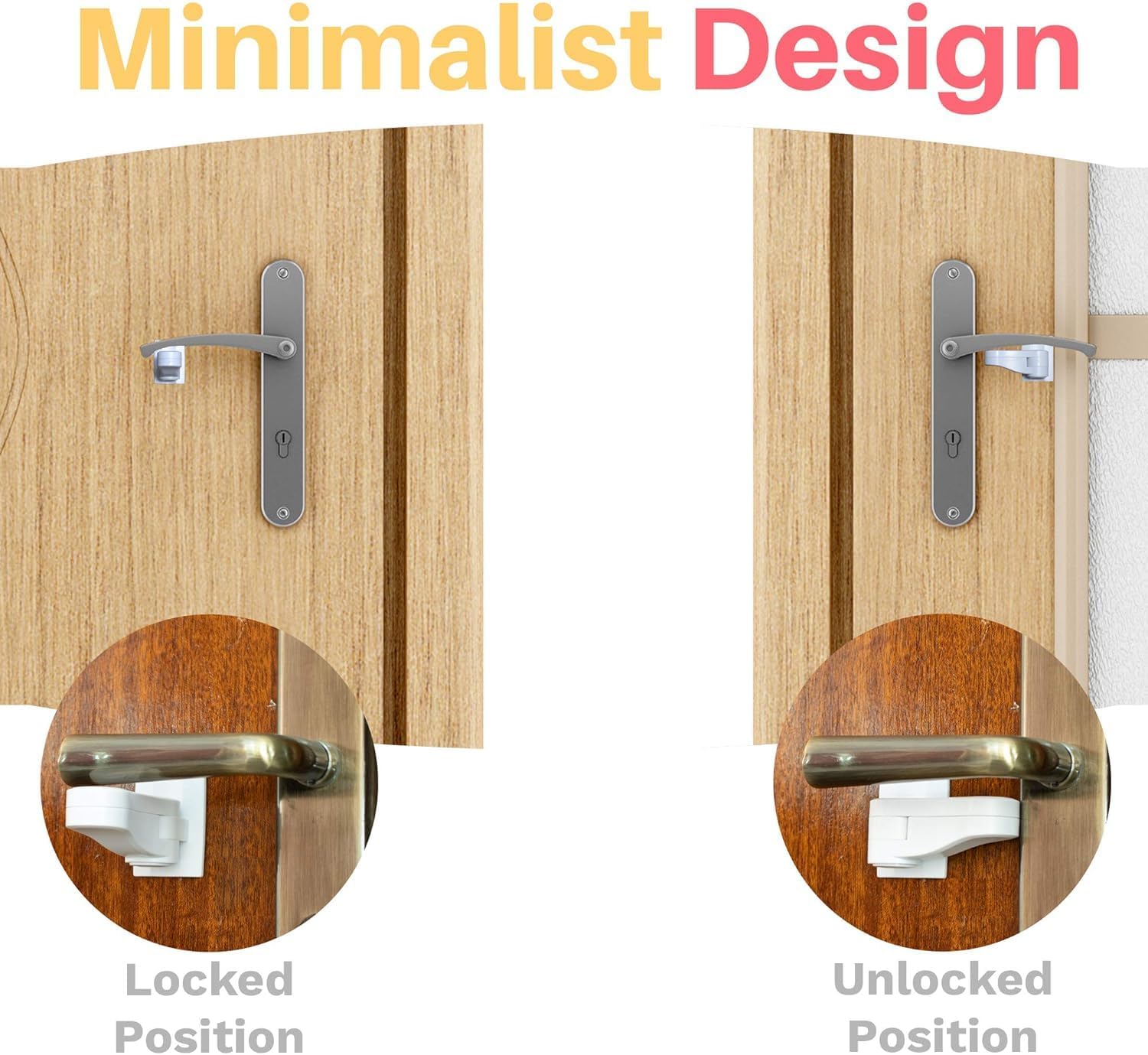 Inaya Child Proof Door Lever Lock, Baby Proofing Door Handle Lock, Minimalist Design, 3M Adhesive & No DrillingNeed, Child Safety Door Handle Locks (2 Pack)