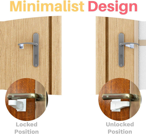 Inaya Child Proof Door Lever Lock, Baby Proofing Door Handle Lock, Minimalist Design, 3M Adhesive & No DrillingNeed, Child Safety Door Handle Locks (2 Pack)