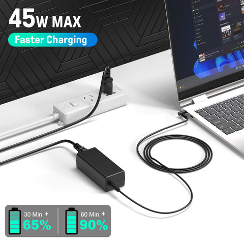 45W 19.5V 2.31A for HP Laptop Charger Blue Tip,HP Pavilion x360 11 13 15, Zbook 14u G4 G5 15u 15 G3, Notebook 15,HP Stream 13 11 14 AC Adapter with Power Cord