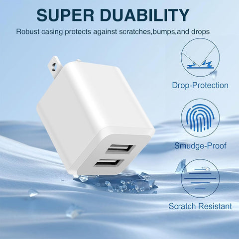 USB Wall Charger, Dual Port Cube Power Adapter Charger Plug Block Charging Box