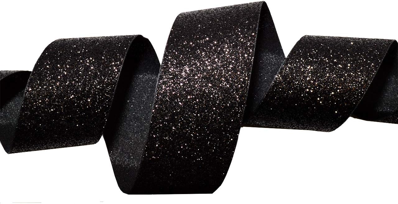 Morex Ribbon Princess Glitter 1.5 inches by 25 Yards, Black