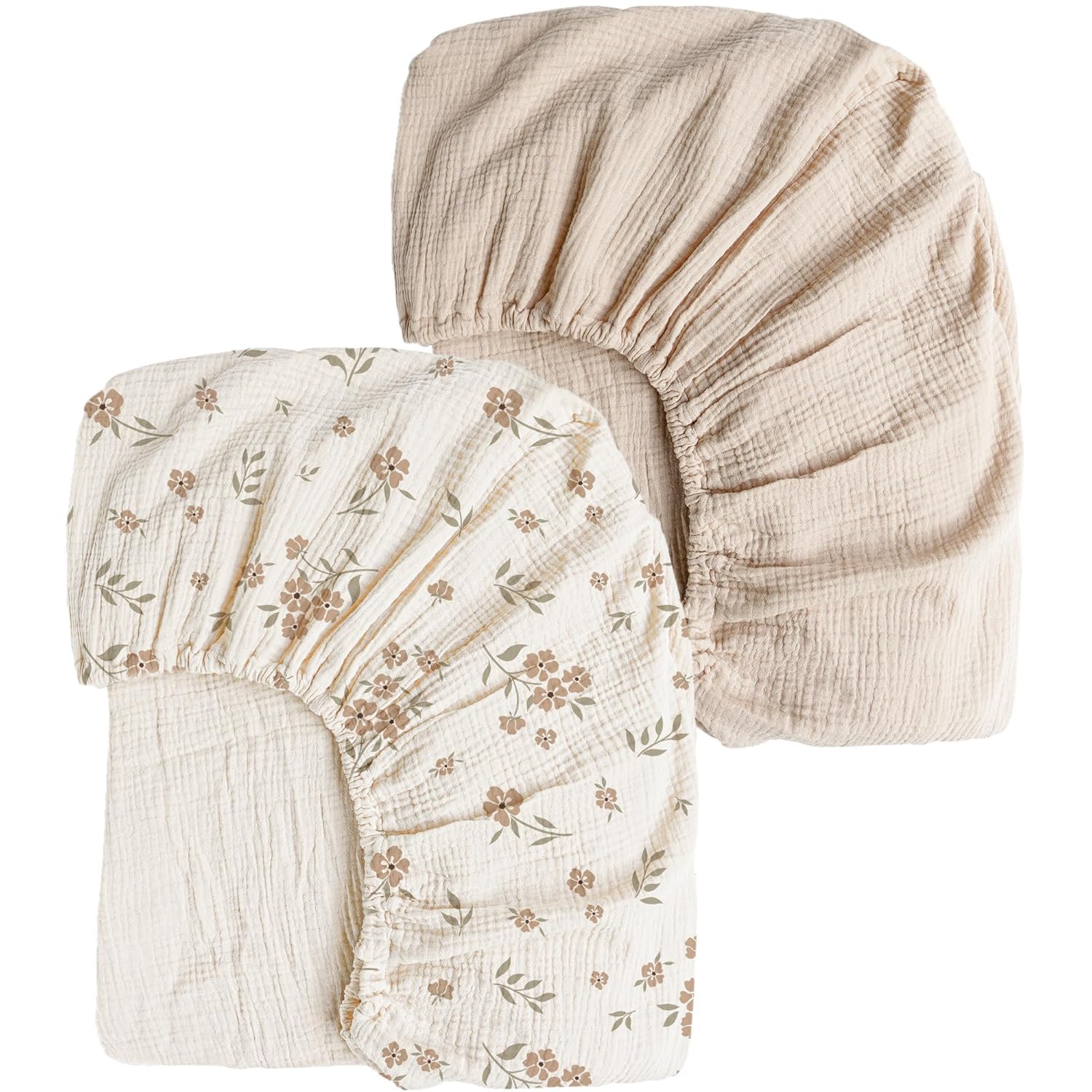 Konssy 2 Pack Muslin Crib Sheets for Standard Crib Mattress, 52" x 28"