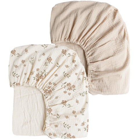 Konssy 2 Pack Muslin Crib Sheets for Standard Crib Mattress, 52" x 28"