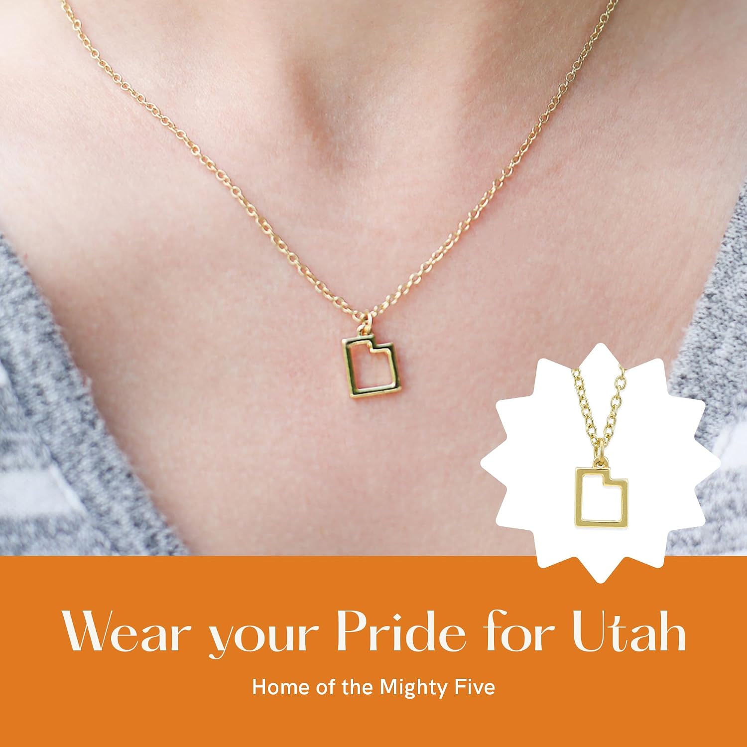 Lucky Feather State Shaped Necklace | 14k Gold-Dipped Pendant Necklace | Easter Basket Stuffer | State Love Fashion Jewelry For Women | Dainty Necklace For Women | Great Gift Idea