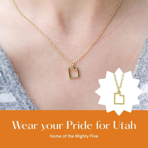 Lucky Feather State Shaped Necklace | 14k Gold-Dipped Pendant Necklace | Easter Basket Stuffer | State Love Fashion Jewelry For Women | Dainty Necklace For Women | Great Gift Idea