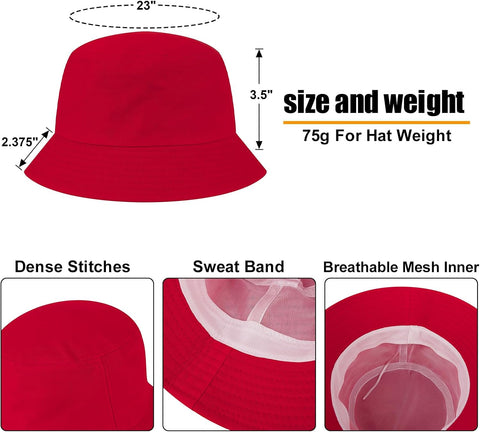 TOPTIE Bucket Hat 6 Pack, Packable Summer Hats for Men Women
