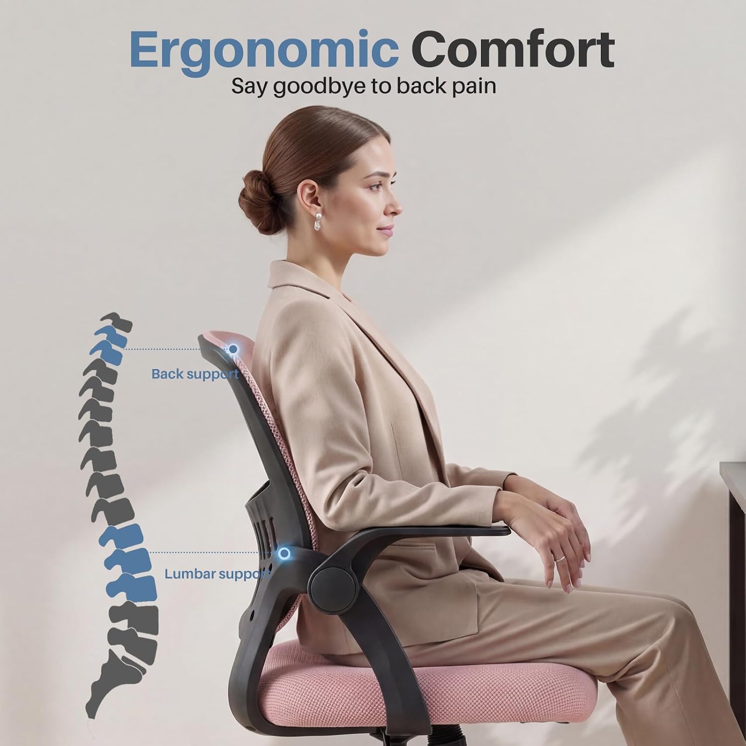 DUMOS Office Desk Chair, Lumbar Support Mesh Home Chair