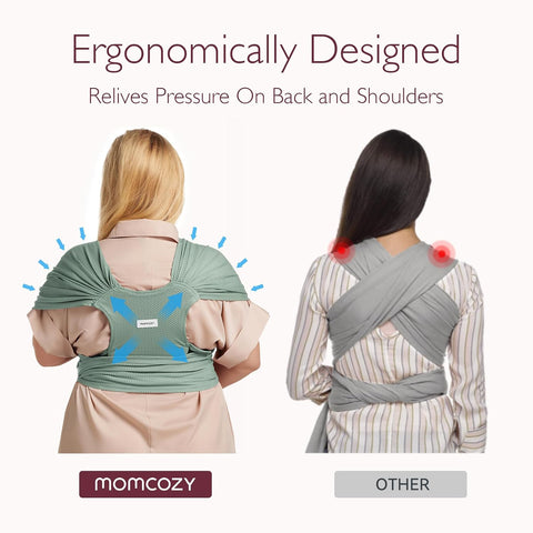 Momcozy Adjustable Buckle Baby Wrap Carrier, Air-Mesh Cooling for 8-35 lbs
