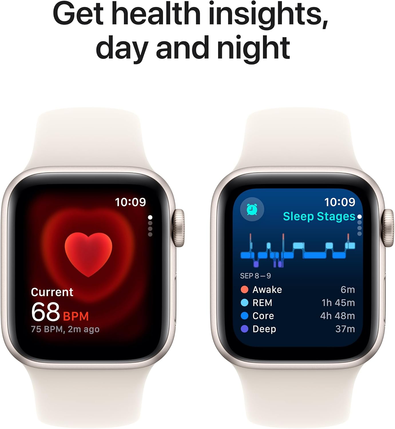 Apple Watch SE (2nd Gen) [GPS 40mm] Smartwatch with Starlight Aluminum Case with Starlight Sport Band S/M. Fitness and Sleep Trackers, Crash Detection, Heart Rate Monitor, Retina Display