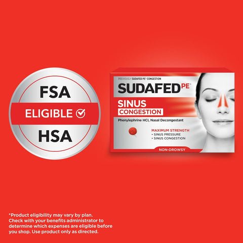 Sudafed PE Sinus Congestion Relief Tablets, 10 mg Phenylephrine HCI, 36 Ct