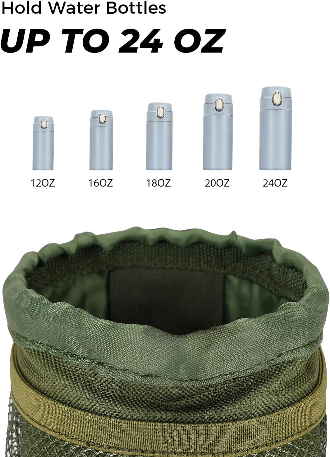 KEMIMOTO Motorcycle Cup Holder, Oxford Fabric Motorcycle Drink Holder with 0.6"-1.5" Alligator Clamp, Universal Water Bottle Cup Accessories for Bike, ATV/UTV, Scooter, Boat, Walker, Army Green