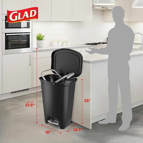 Glad Premium Trash Can with Clorox Odor Protection, 13 Gallon, Black