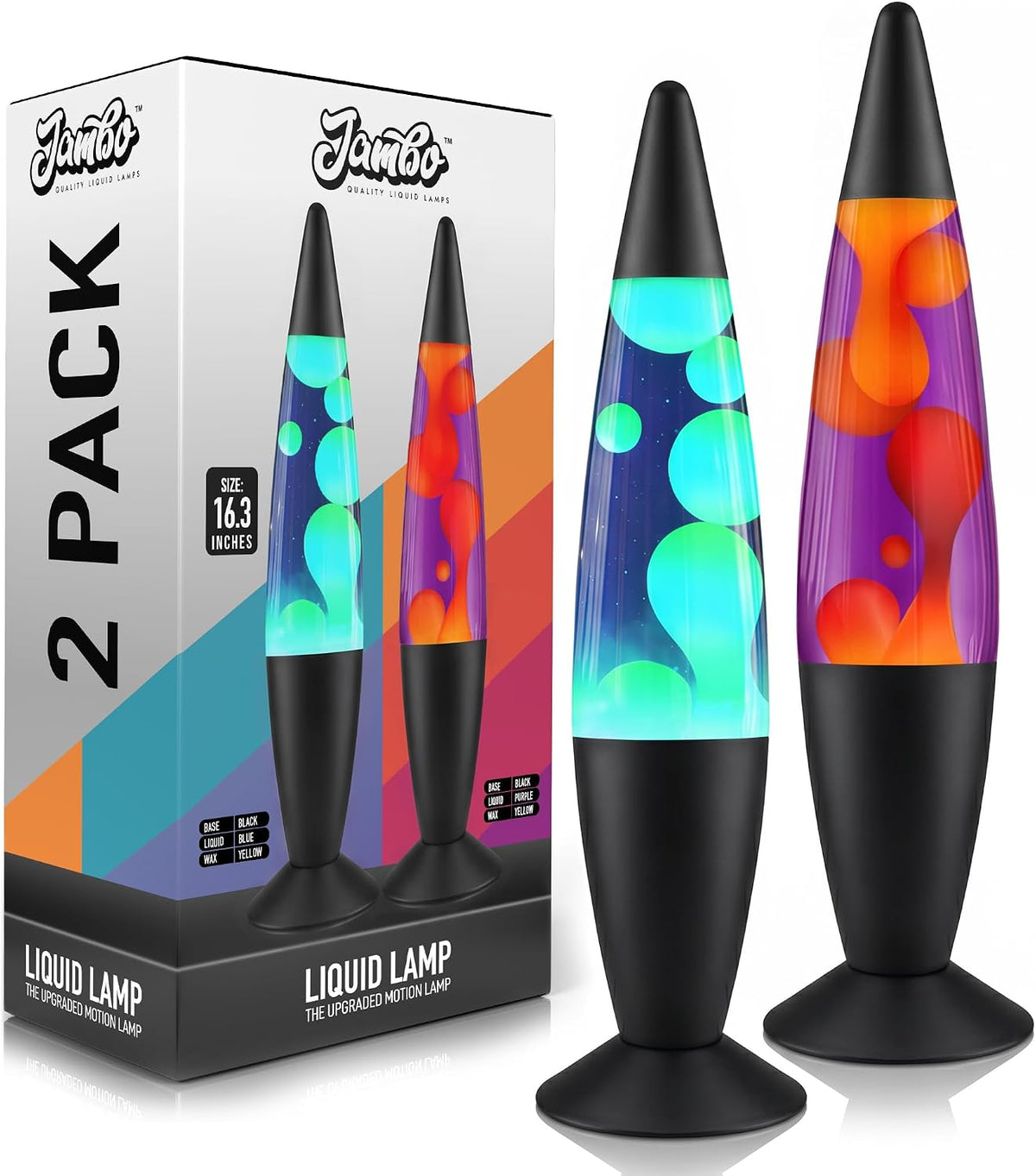 JAMBO 2 Pack- 16" Beautiful Lamp- Relaxing Liquid Lamp, Night Light Nightlight, Lamps for Adults Teens Kid