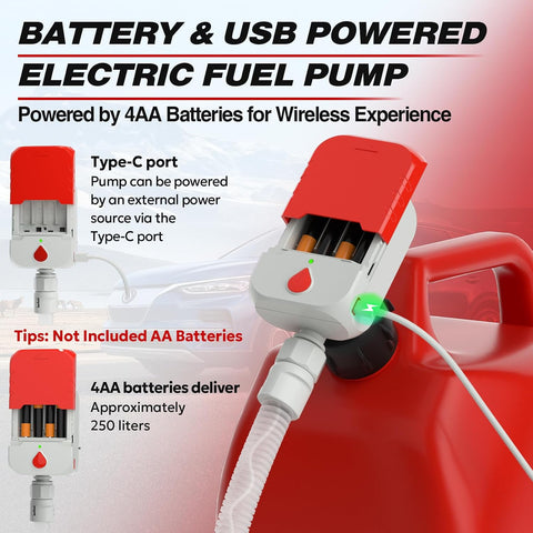 Keimi Electric Fuel Transfer Pump, Auto-Stop & Hand Trigger Nozzle, 3.8 GPM
