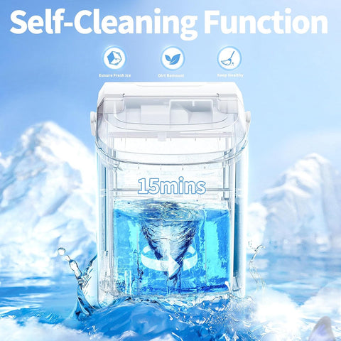 Nugget Countertop Ice Maker with Soft Chewable Pellet Ice, Automatic 34lbs in 24 Hours,Pebble Portable Ice Machine with Ice Scoop, Self-Cleaning, One-Click Operation, for Kitchen,Office White