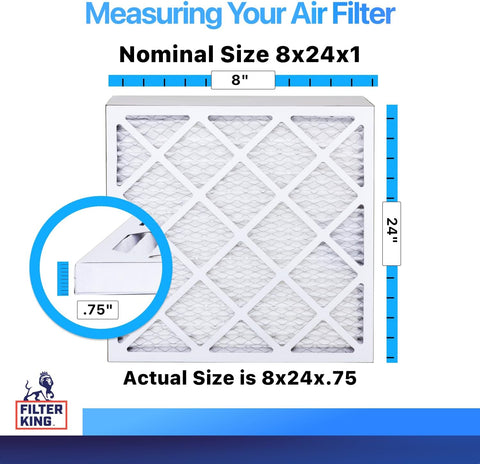 Filter King 8x24x1 Air Filter MERV 8, AC Furnace Filters (6-Pack)