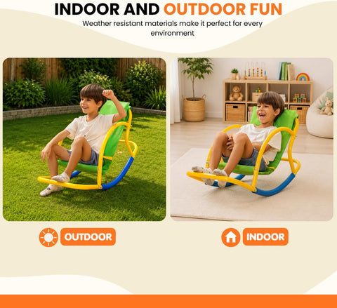 PLATPORTS Calming Sensory Rocking Chair for Kids – Balance Seat for Focus, Relaxation & Play | Indoor Outdoor Therapy Chair for Autism, ADHD & Active Kids