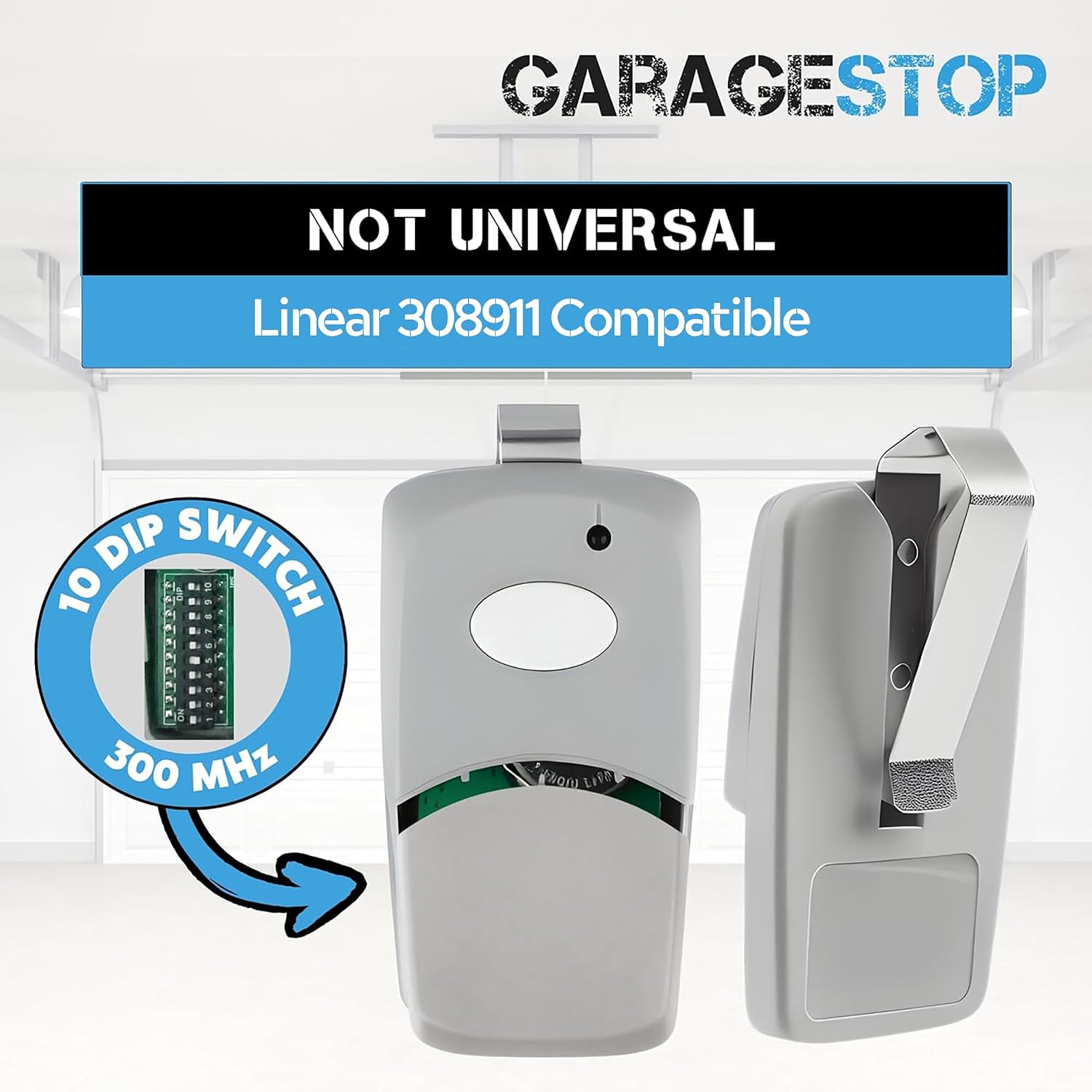 2X Gate Opener Remote for Multi-Code 308911, 300MHz, 10 Dip Switch