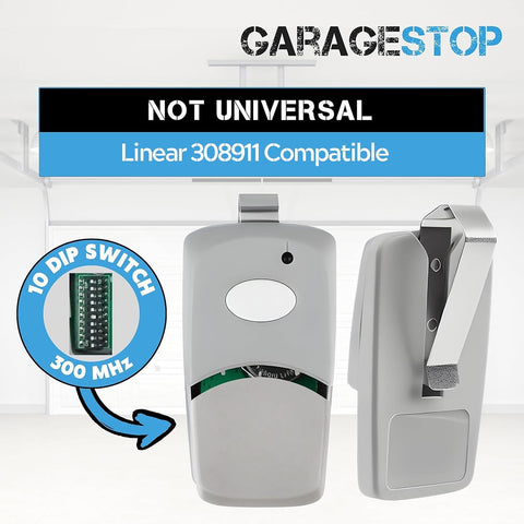 2X Gate Opener Remote for Multi-Code 308911, 300MHz, 10 Dip Switch