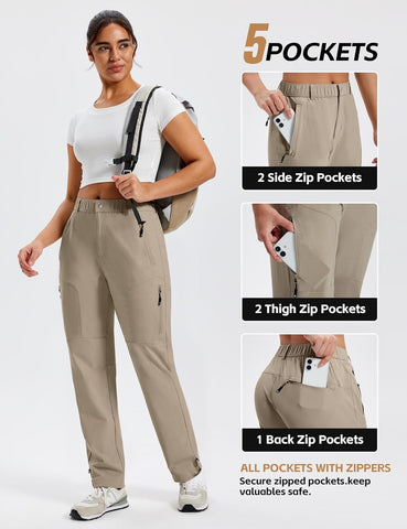MoFiz Women's Hiking Cargo Pants UPF50 Lightweight Quick Dry with 5 Pockets