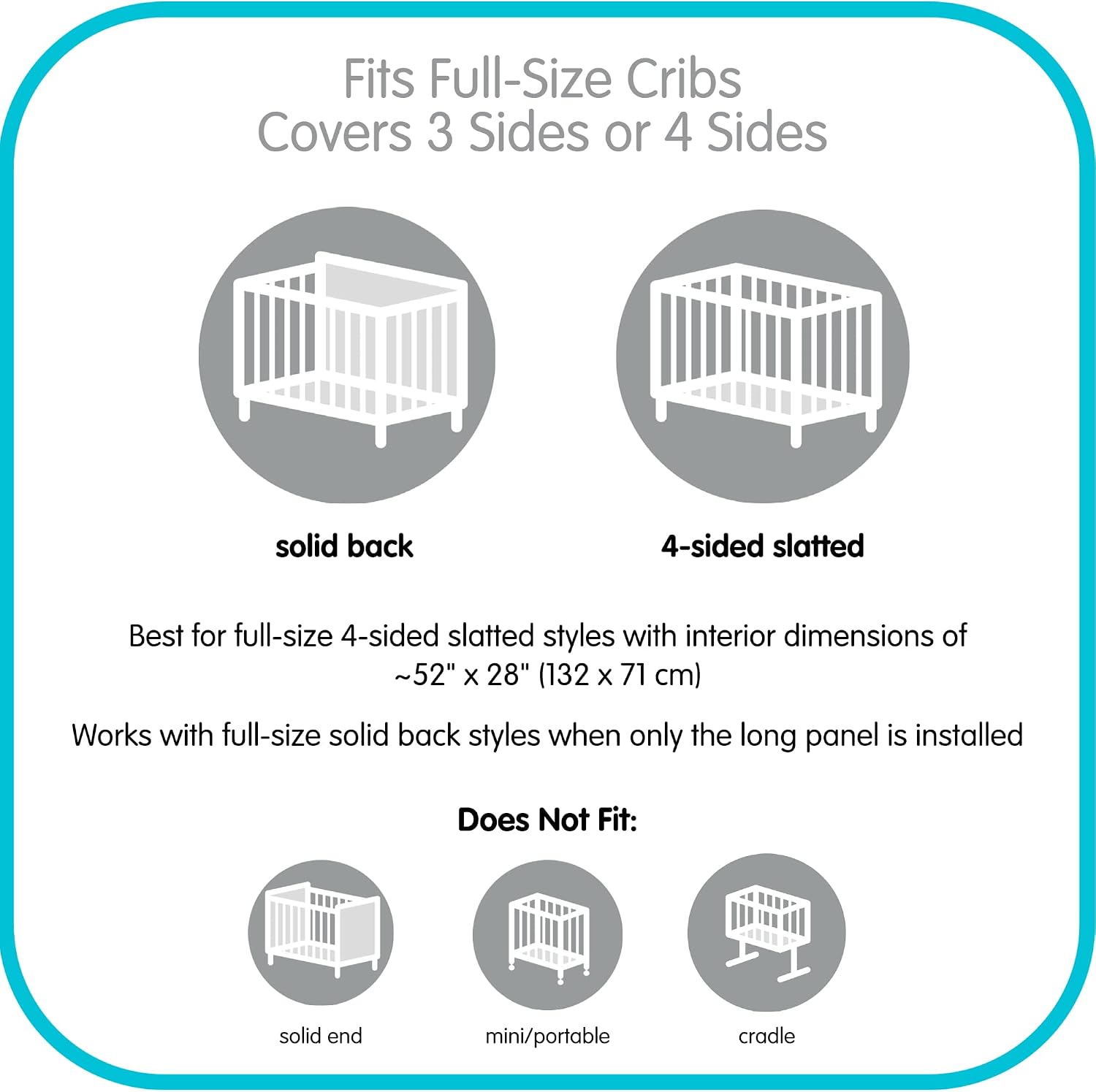 AirflowBaby Mesh Crib Liner for Full-Size Slatted Cribs, Lightweight 2mm Mesh Panels, Helps Reduce Slipping Through Crib Slats, Machine Washable, Gray, 11 inch (Pack of 1)