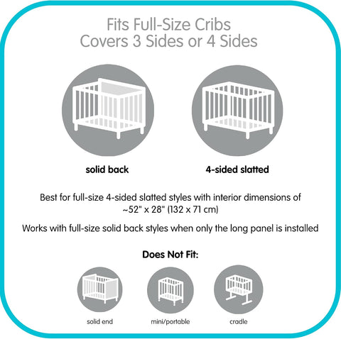 AirflowBaby Mesh Crib Liner for Full-Size Slatted Cribs, Lightweight 2mm Mesh Panels, Helps Reduce Slipping Through Crib Slats, Machine Washable, Gray, 11 inch (Pack of 1)