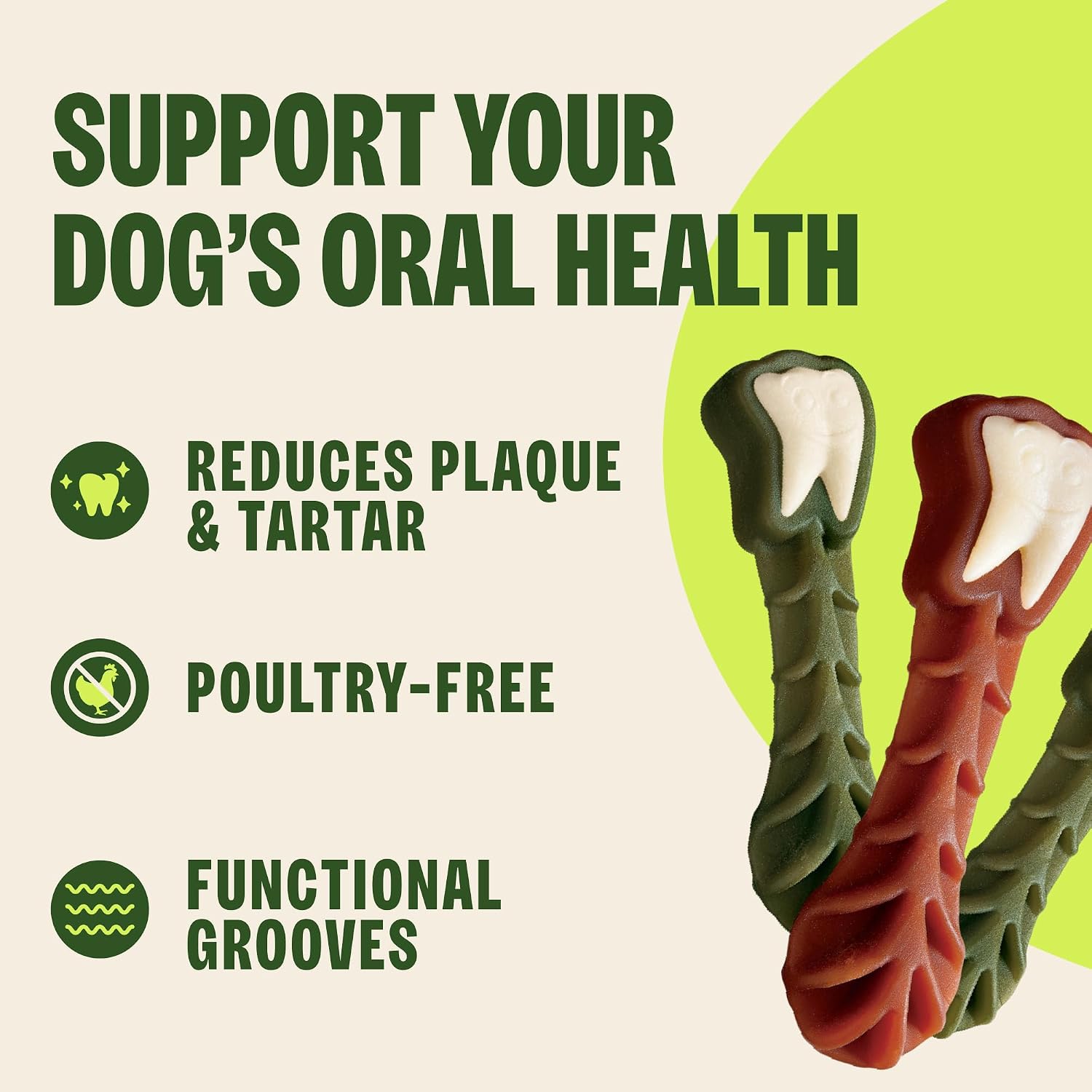 Wellness WHIMZEES Brushzees Natural Dog Dental Treat, VOHC Accepted Chews, Freshens Breath, Extra-Small Size, 4.2 oz Bag, 16 Count