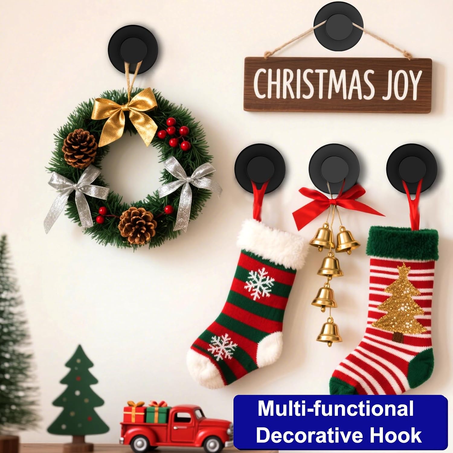 Bntuk Suction Cup Wreath Hanger, Wreath Hanger for Glass Front Door Window
