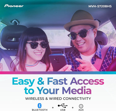 Pioneer MVH-S720BHS 1-Din Car Stereo with Bluetooth, USB, HD Radio