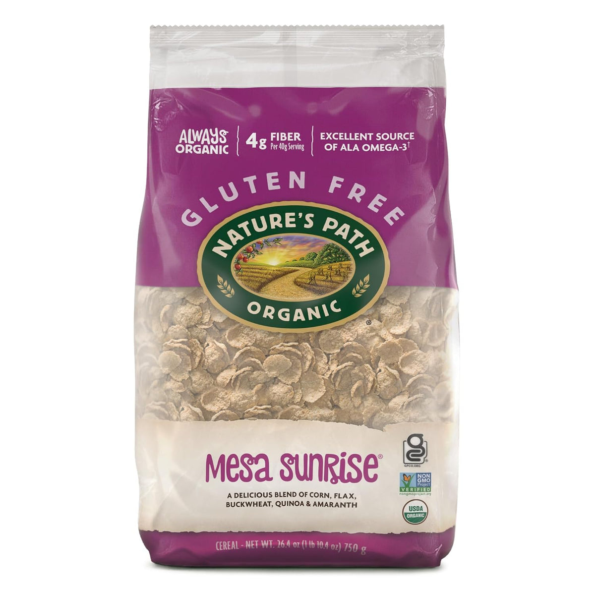 Nature's Path Organic Mesa Sunrise Cereal, 26.4 oz (Pack of 6), Flax Seeds, Quinoa, Amaranth, Gluten Free, Earth Friendly Packaging