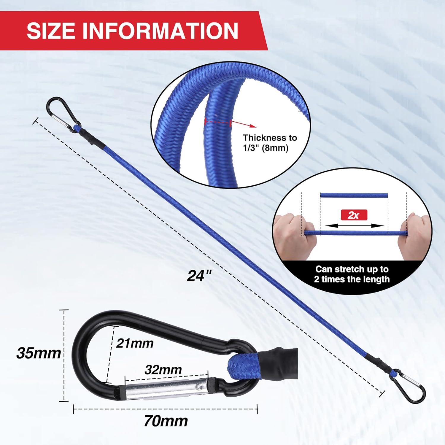 WORKPRO 24" Bungee Cords with Hooks, 4 Pack Heavy Duty Outdoor Bungee Strap