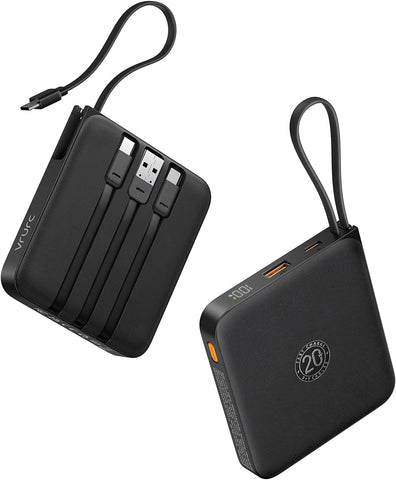 VRURC Portable Charger with Built-in Cables, 10000mAh 22.5W Fast Charging