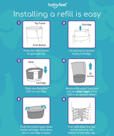 Babyfeel Refill Bags Compatible with DEKOR PLUS Diaper Pails, 4 Pack