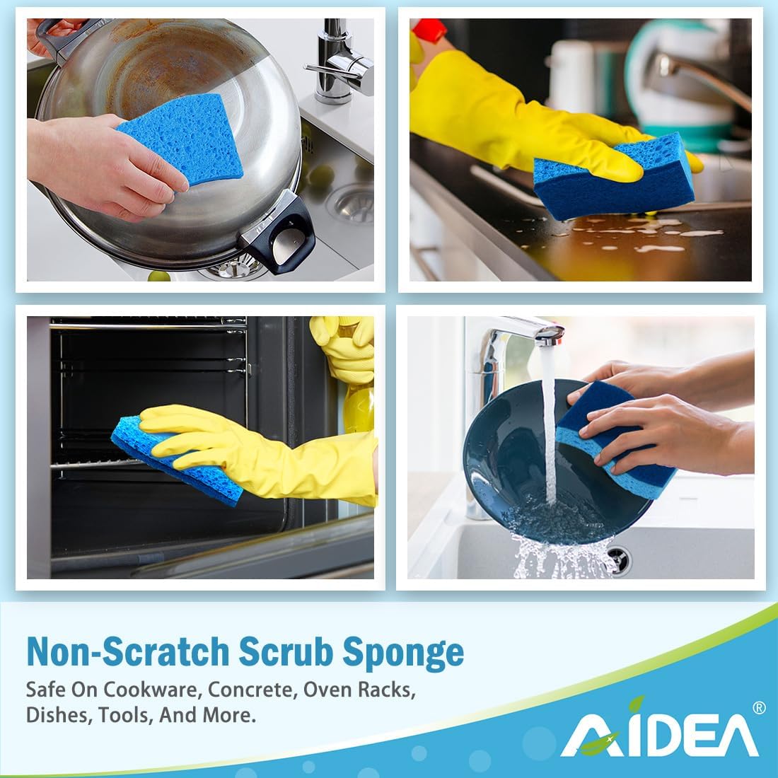 AIDEA Non Scratch Scrub Sponge-24Count, Sponges Kitchen, Sponges for Dishes