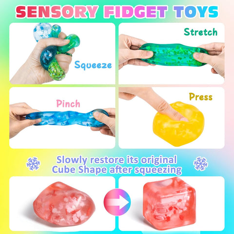 VISCOO 4 Pack Fidget Toy Stress Cube, Slow Rise Stress Balls Cube Squishy