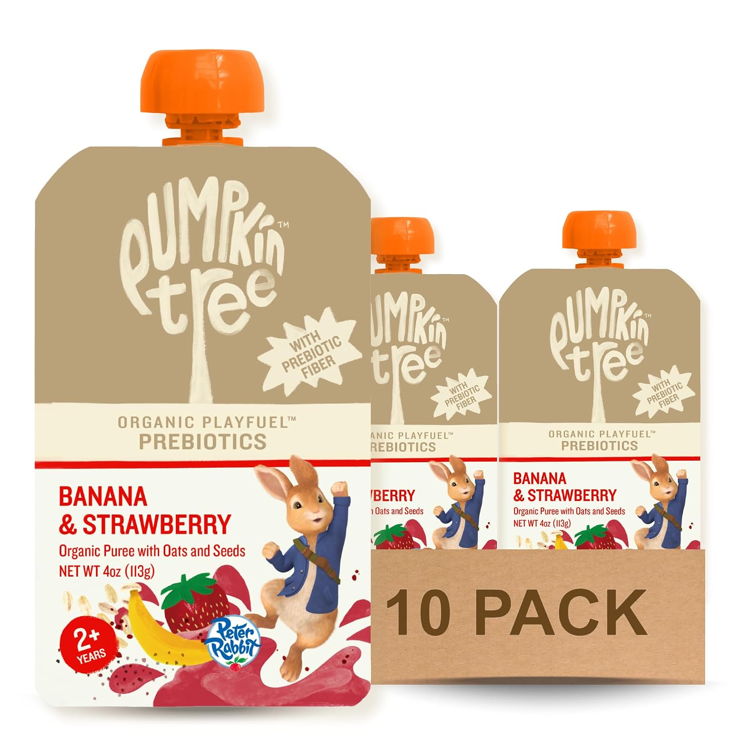 Pumpkin Tree Organics Super Oats & Seeds, Banana & Strawberry, 4 Ounce (Pack of 10)