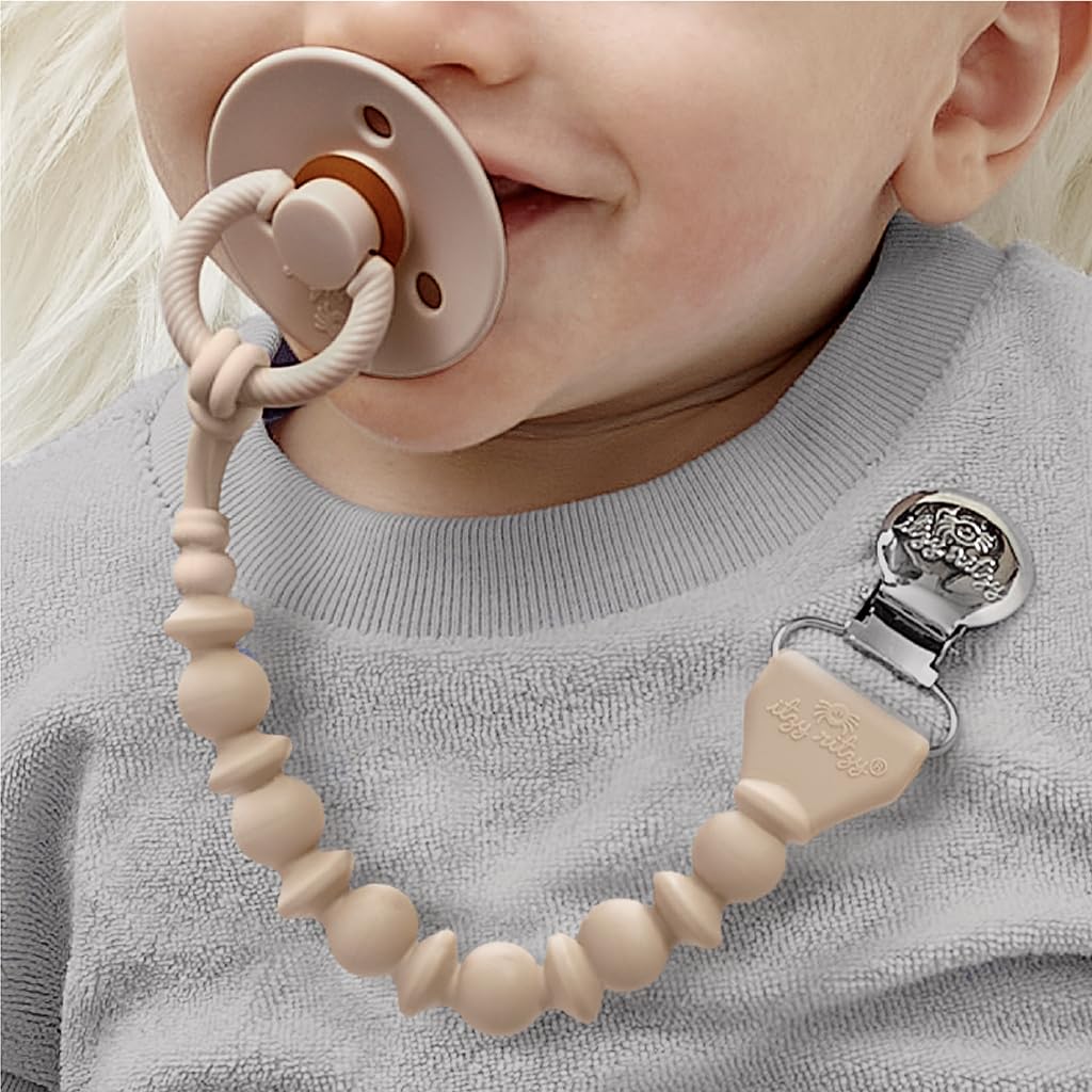 Itzy Ritzy Silicone Pacifier Clip, Binky Clip Holder for Babies (Toast)