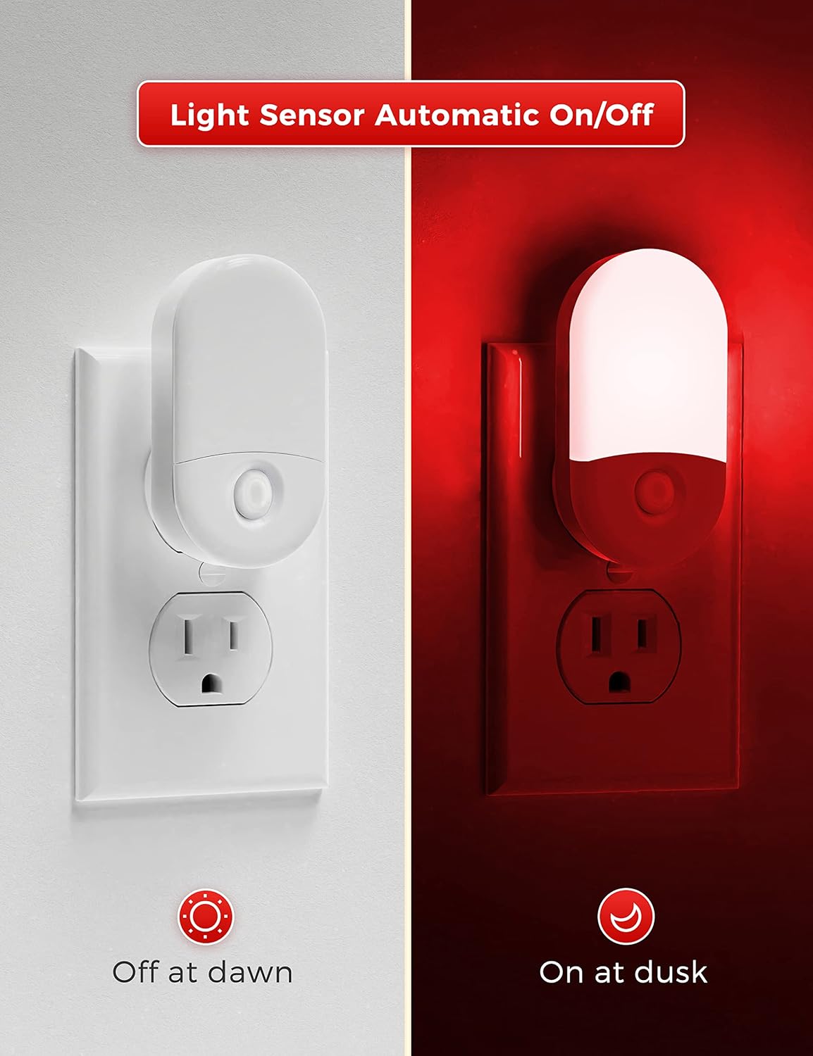 L LOHAS LED Red Night Light, Night Lights Plug into Wall[2 Pack]