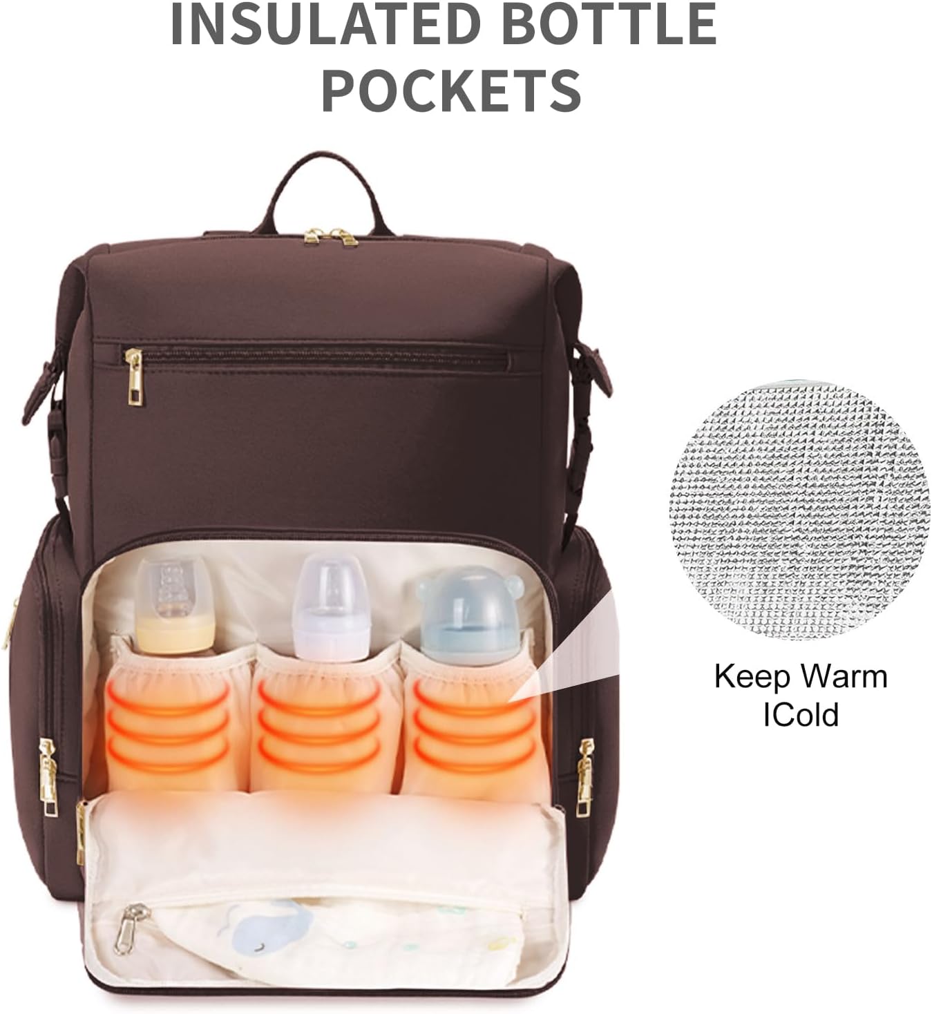 CEI-CEI Neoprene Diaper Bag Backpack with Insulated Pockets, Large Newborn Baby Maternity Bags Travel Tote with Changing Pad