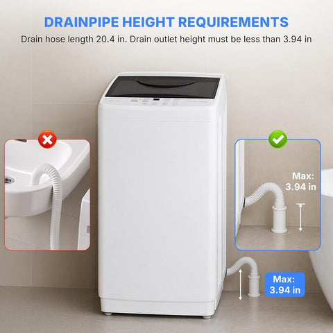 Portable Washing Machine, 1.06 Cu.Ft. Full-Automatic Laundry Machine with Child Safety Lock, 10 Wash Cycles & 3 Water Levels, 7.7 LBS Compact Washer for Apartment Dorm RV Camping, White