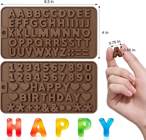 2Pcs Letter Silicone Molds, Chocolate Molds for Alphabet Decorating Cake
