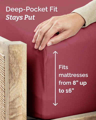 Twin Size 3 Piece Sheet Set - Comfy Breathable & Cooling Sheets - Burgundy